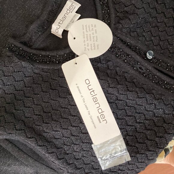 Outlander Woman Black Button Down Beaded Trim Vest New with Tags 3X - Picture 7 of 8